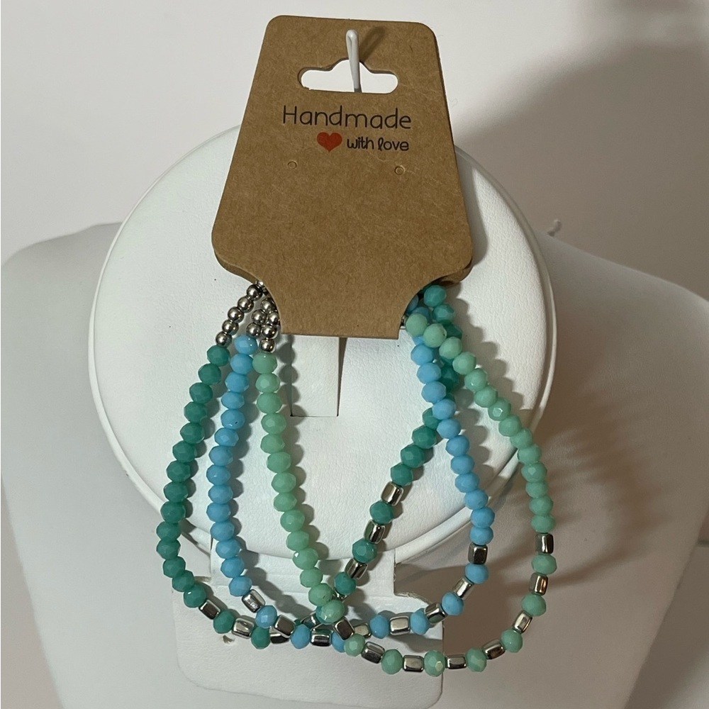 3 Ombré Handmade Stretch Bracelet Set, Hypoallergenic Jewelry, silver tu…​​​